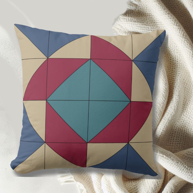 Americana Whirlpool Quilt Block Throw Pillow (Creator Uploaded)