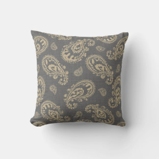 Americanna Vintage Paisly Grey Taupe Throw Pillow