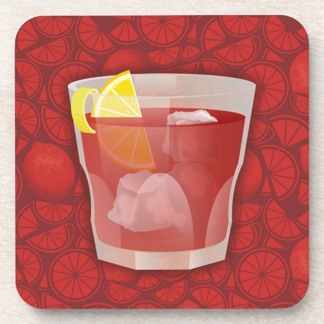 Americano cocktail beverage coaster (Front)