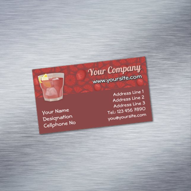 Americano cocktail business card magnet (In Situ)