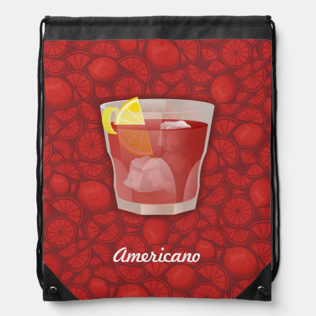 Americano Cocktail Drawstring Bag (Front)