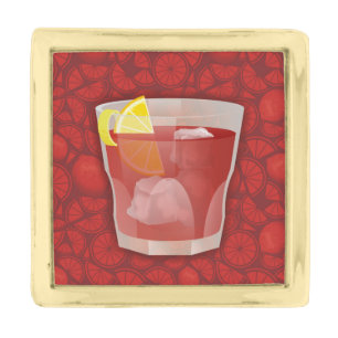 Americano cocktail gold finish lapel pin