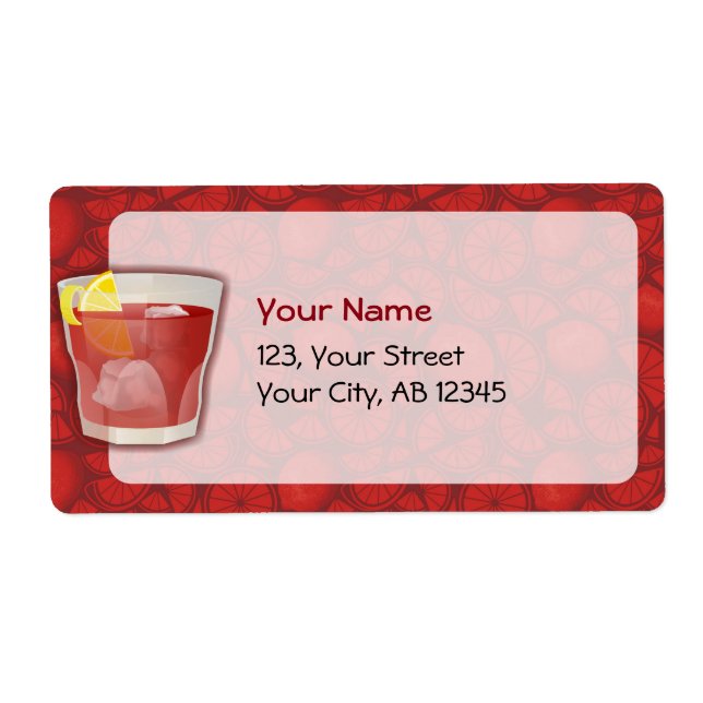 Americano cocktail label (Front)