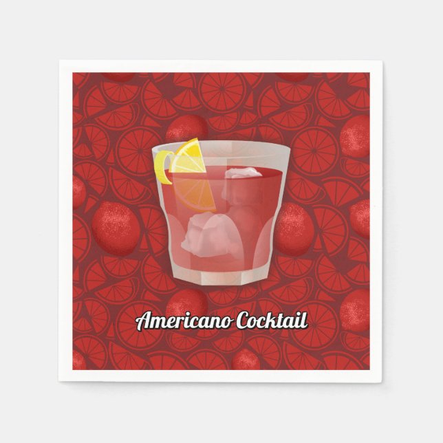 Americano cocktail paper napkins (Front)