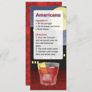 Americano Cocktail Recipe Invitation