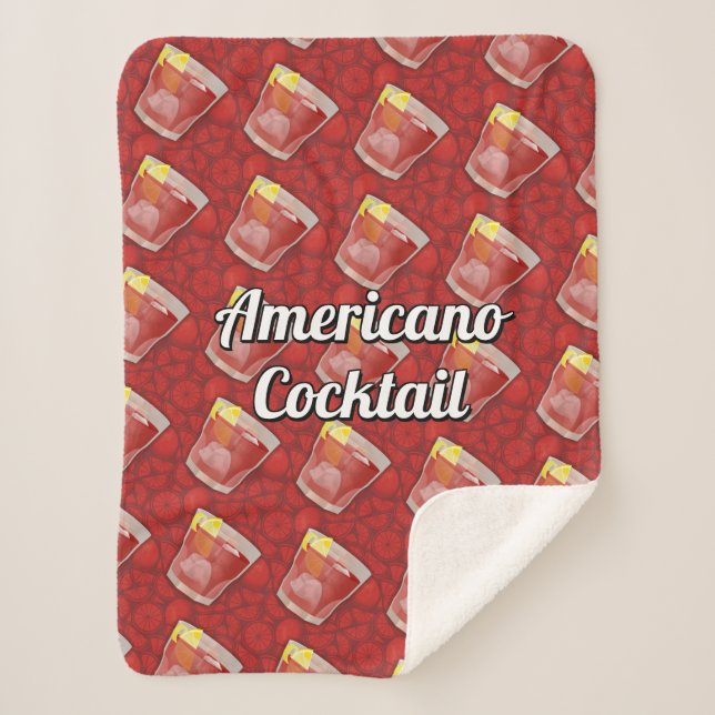 Americano Cocktail Sherpa Blanket (Front)