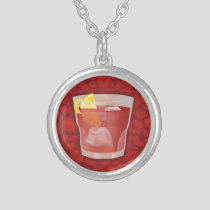 Americano cocktail silver plated necklace