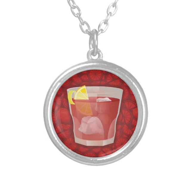 Americano cocktail silver plated necklace (Front)