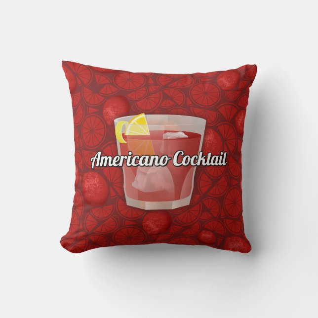 Americano Cocktail Throw Pillow (Front)