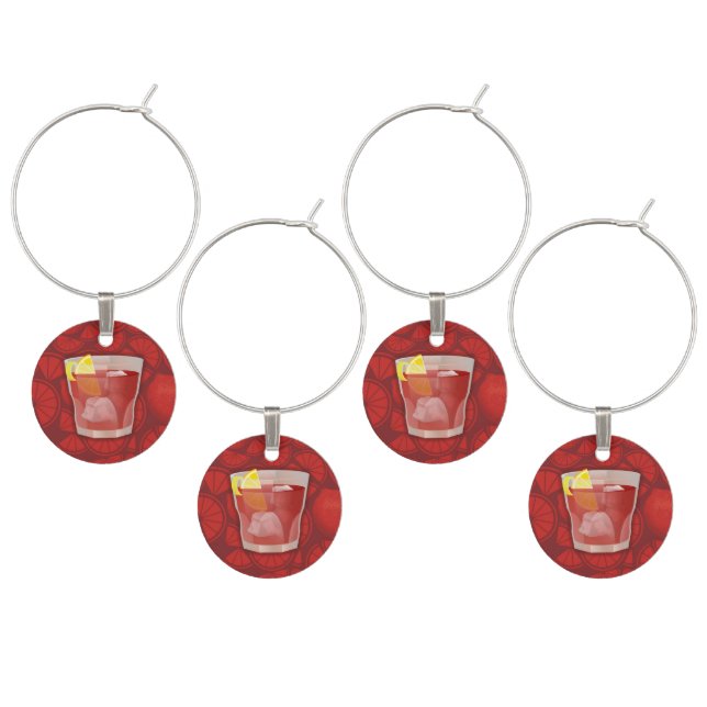 Americano cocktail wine glass charm (Staggered)