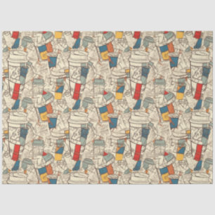 Americano Coffee ephemera collage pattern Tissue Paper