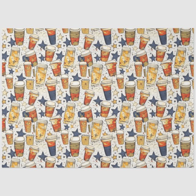 Americano Coffee No 3 ephemera collage pattern Tissue Paper (Front)