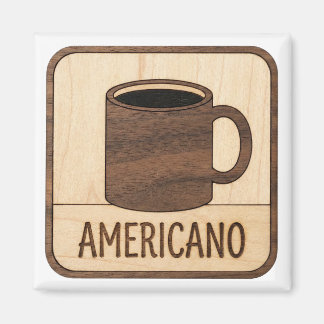 Americano Coffee Wooden Sign Magnet