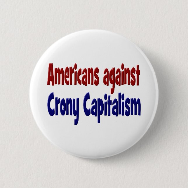 Americans Against Crony Capitalism red blue text Pinback Button (Front)