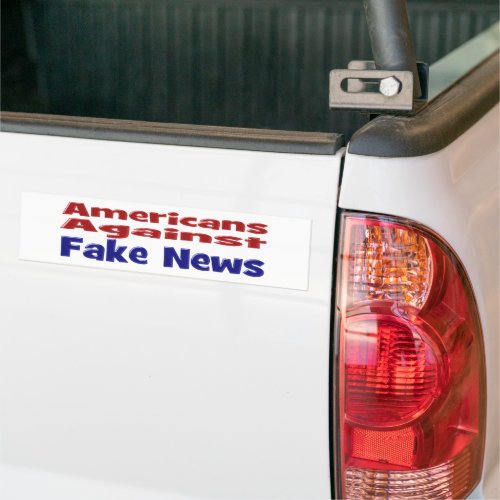 Americans Against Fake News red blue text Bumper Sticker