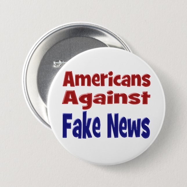 Americans Against Fake News red blue text Button (Front & Back)