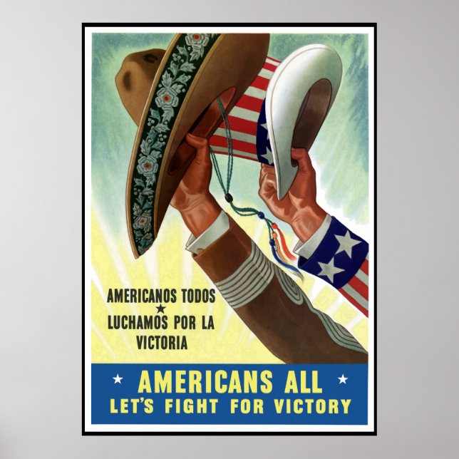 Americans All Let's Fight For Victory -- Border Poster (Front)