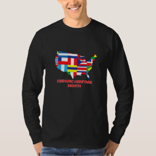 Americans Flag USA National Hispanic Heritage Mont T-Shirt