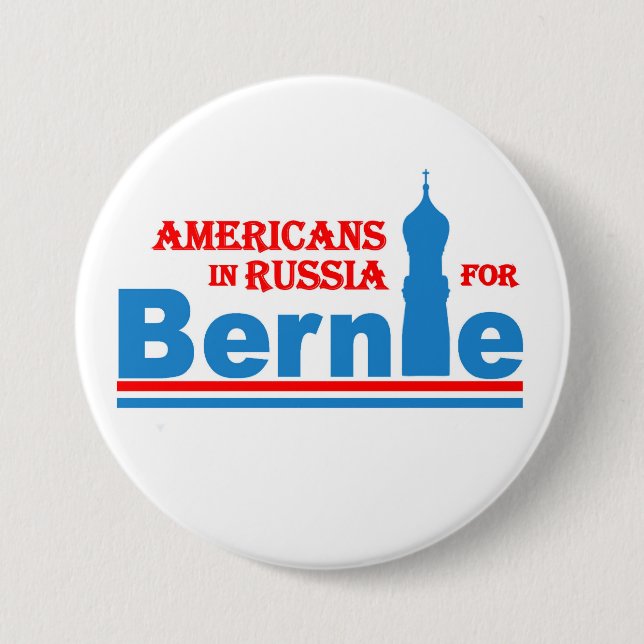 Americans in Russia for Bernie Pinback Button (Front)