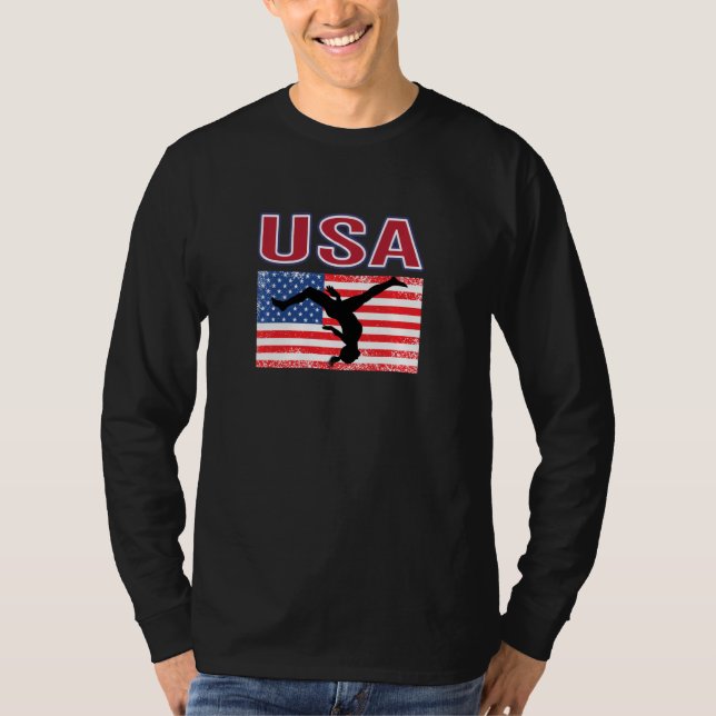 Americans Love Gymnasts Gymnastics At Summer Games T-Shirt (Front)