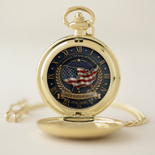 America's 250 Years of Freedom United States Map Pocket Watch