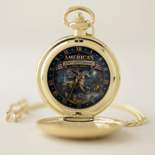 America's 250th Anniversary 1776–2026 Revolutionar Pocket Watch