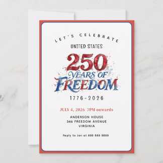 Americas 250th Anniversary Party  Invitation