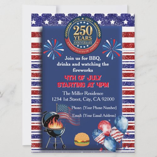 America's 250th Anniversary Party Invitation