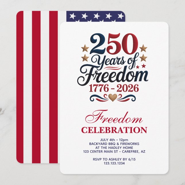 America's 250th Anniversary Party Invitation (Front/Back)
