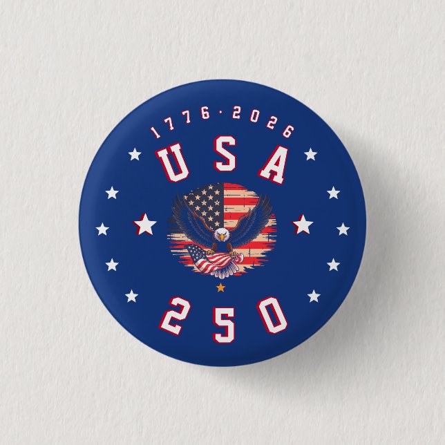 America's 250th Anniversary USA 250 1776 2026 Button (Front)