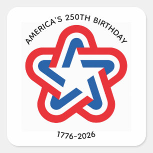 America's 250th Birthday 1776-2026 Red White Blue  Square Sticker