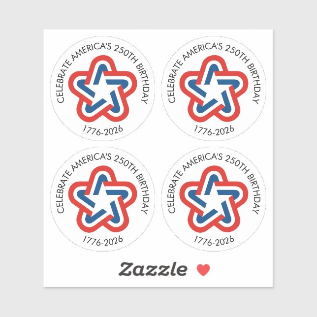 America's 250th Birthday - 1776-2026 Vintage Star Sticker (Sheet)
