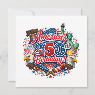 Americas 250th Birthday 4th of July Celebration Invitation