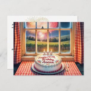 America's 250th Birthday Cake Postcard