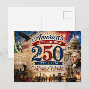 America's 250th Birthday Celebration Patriotic Postcard