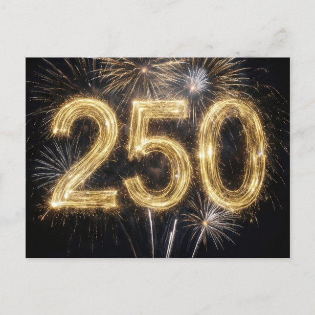 America's 250th Birthday Fireworks Invitation Postcard (Front)