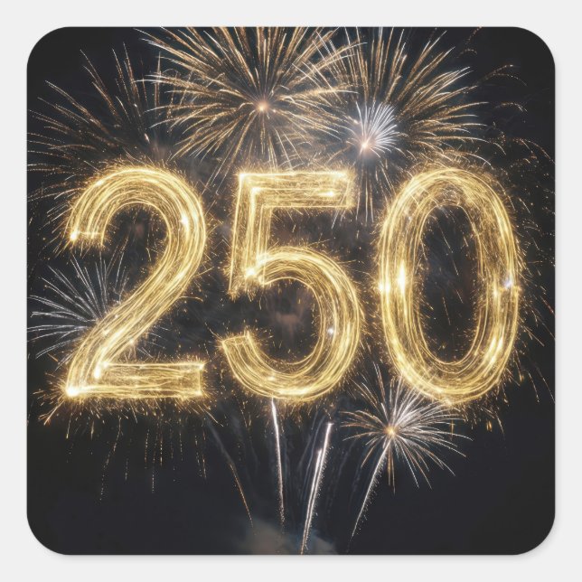 America's 250th Birthday Fireworks Square Sticker (Front)