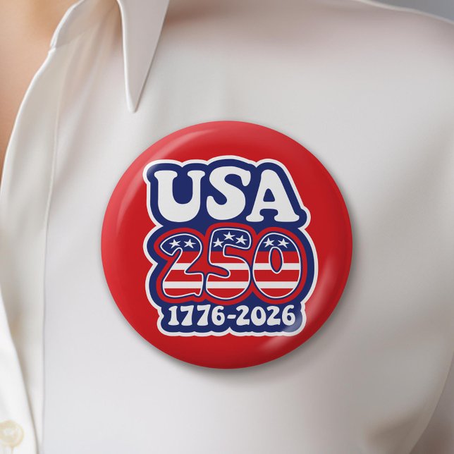 America's 250th Birthday - Groovy USA 250 Button (Celebrate America's 250th Birthday with a Collectible Button for the 2026 Festivities)