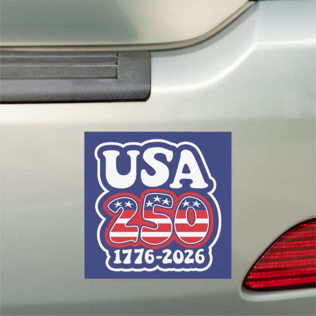 America's 250th Birthday - Groovy USA 250 Car Magnet (In Situ)