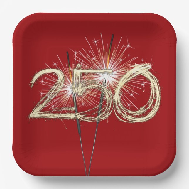 America's 250th Birthday Party Sparklers Paper Plates (Front)
