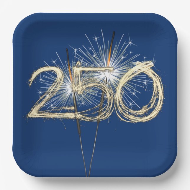 America's 250th Birthday Party Sparklers Paper Plates (Front)