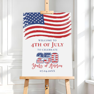 America's 250th Birthday Party Welcome Sign