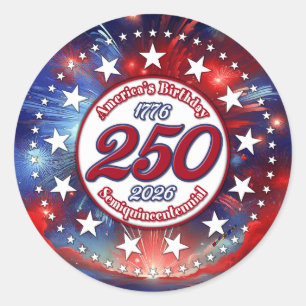 America's 250th Birthday Semiquin Graphic Fire Wh Classic Round Sticker