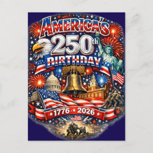 America's 250th Birthday USA Patriotic  Postcard