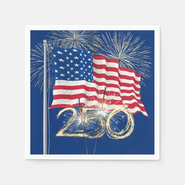 America's 250th Birthday With Sparklers Napkins (Front)