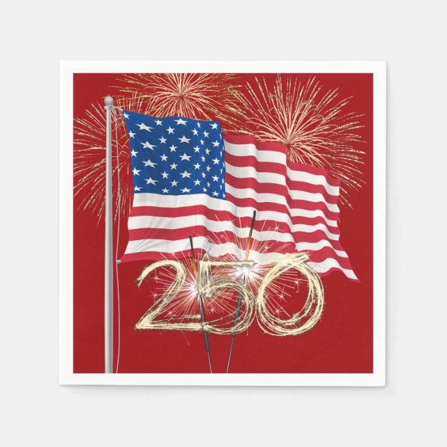America's 250th Birthday With Sparklers Napkins (Front)
