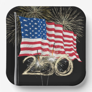 America's 250th Birthday With Sparklers Paper Plates
