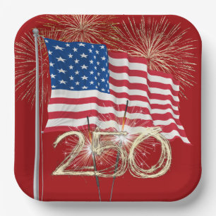 America's 250th Birthday With Sparklers Paper Plates
