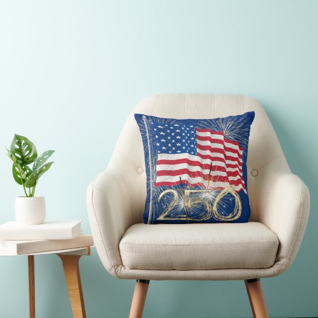 America's 250th Birthday With Sparklers Throw Pillow (Chair)