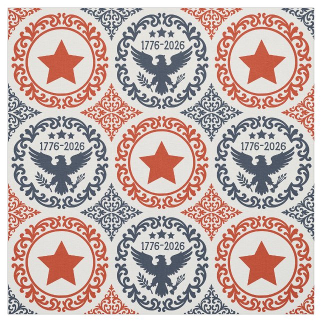 America's 250th Heritage Eagle Damask Red Navy Fabric (Swatch)